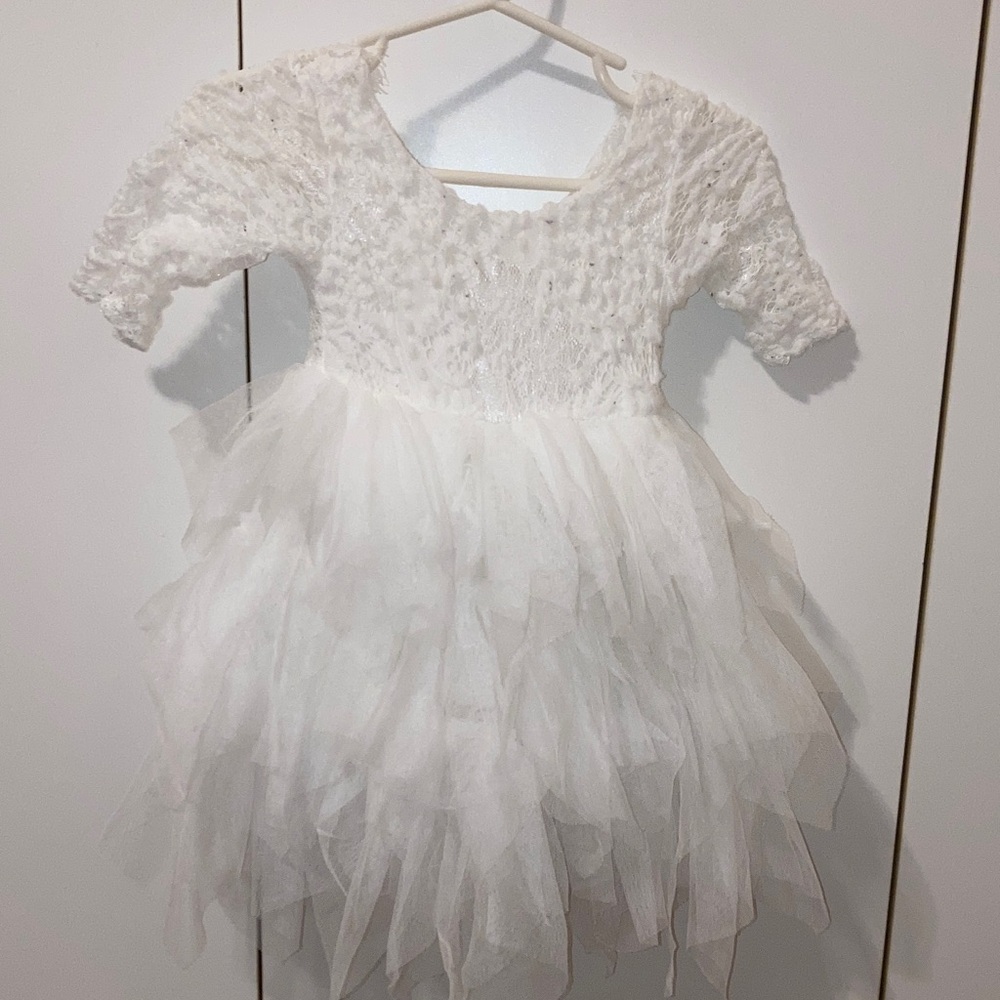 Elegant White toddler flower girl Dress